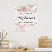 きらびやかなバラ金ゴールドホワイトアゲート50誕生日24x30 ポスター (キッチン)