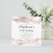 きらびやかなバラ金ゴールドホワイトアゲート50誕生日 招待状 (スタンド正面)