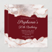 きらびやかなバラ金ゴールドホワイトアゲート90誕生日 招待状 (正面/裏面)