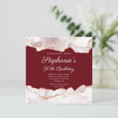 きらびやかなバラ金ゴールドホワイトアゲート90誕生日 招待状 (スタンド正面)