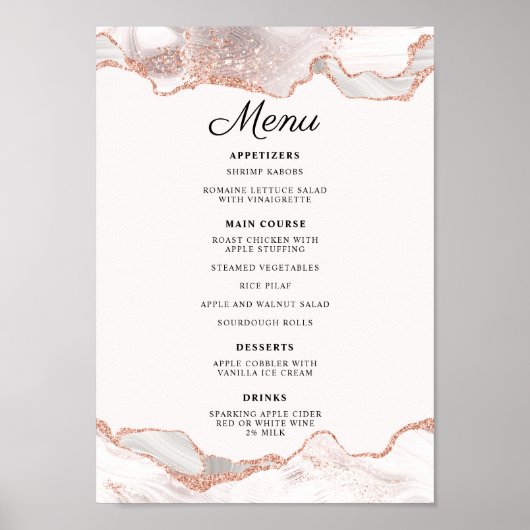 きらびやかなバラ金ゴールドホワイトアゲ縁どート2メニューA4 ポスター (正面)