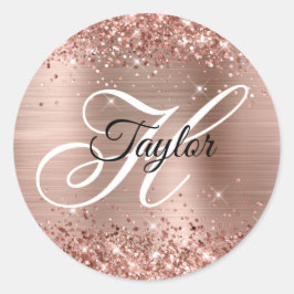 きらびやかなバラ金ゴールドメタリックファンシーモノグラム ラウンドシール