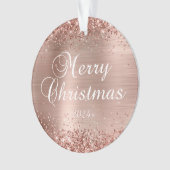 きらびやかなバラ金ゴールドメリークリスマスファミリーフォト オーナメント (正面)