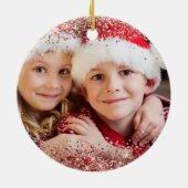 きらびやかなバラ金ゴールドメリークリスマスファミリーフォト セラミックオーナメント (裏面)