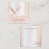 きらびやかなバラ金ゴールド転がのピンウィスクシェフベーカリー スクエア名刺 (正面/裏面)