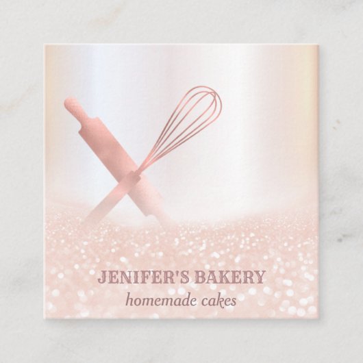 きらびやかなバラ金ゴールド転がのピンウィスクシェフベーカリー スクエア名刺 (正面)