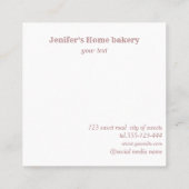 きらびやかなバラ金ゴールド転がのピンウィスクシェフベーカリー スクエア名刺 (裏面)