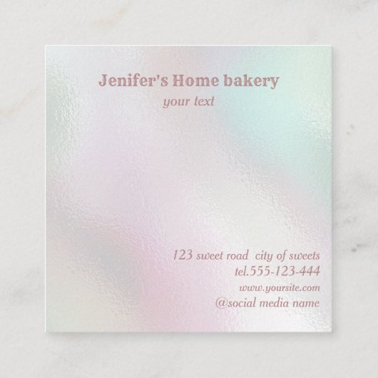 きらびやかなバラ金ゴールド転がのピンウィスクシェフベーカリー スクエア名刺 (裏面)