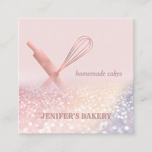きらびやかなバラ金ゴールド転がのピンウィスクシェフベーカリー スクエア名刺 (正面)