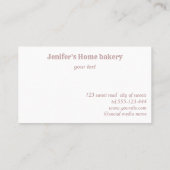 きらびやかなバラ金ゴールド転がのピンウィスクシェフベーカリー 名刺 (裏面)