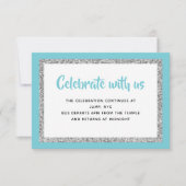 きらびやかなバルミツワーブルーとシルバーの詳細カード 招待状 (正面)