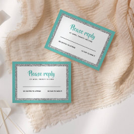 きらびやかなバルミツワー、紅茶、シルバー 出欠カード