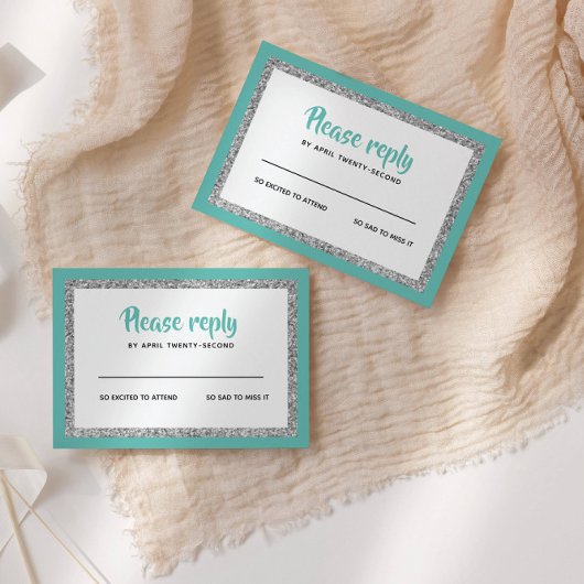 きらびやかなバルミツワー、紅茶、シルバー 出欠カード