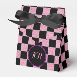 きらびやかなピンクと黒の正方形 フェイバーボックス