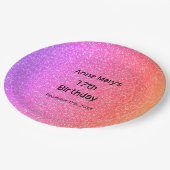 きらびやかなピンクのオレンジ17誕生日カスタム年かわいい ペーパープレート (アングル)