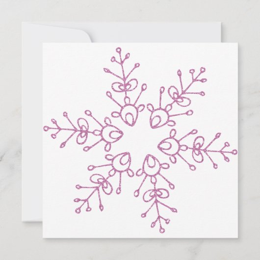 きらびやかなピンクのオーナメントのモダンのクリスマス 招待状 (裏面)