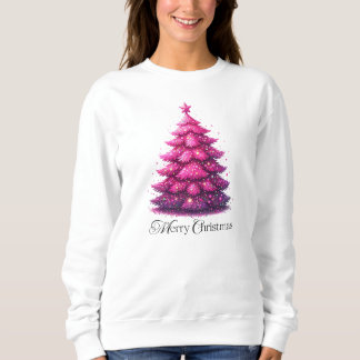きらびやかなピンクのクリスマスツリー スウェットシャツ