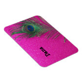 きらびやかなピンクの孔雀の羽 マグネット (右側)