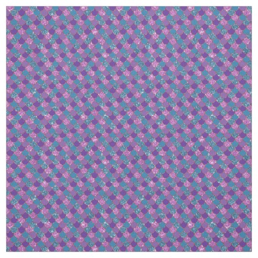 きらびやかなピンクの紫と青の人魚はかりで測 ファブリック (見本)