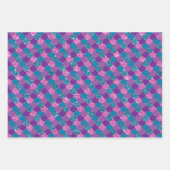 きらびやかなピンクの紫と青の人魚はかりで測 ラッピングペーパーシート (正面)