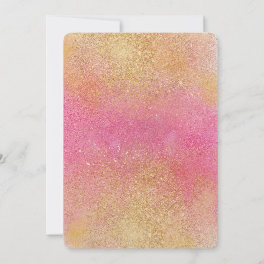 きらびやかなピンクの金ゴールドきらめき 招待状 (裏面)