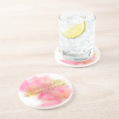 きらびやかなピンクの金ゴールド輝きと輝き コースター (側面)