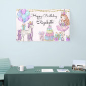 きらびやかなピンク誕生日ガールユニコーングラムバナー 横断幕 (トレードショー)