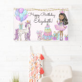 きらびやかなピンク誕生日ガールユニコーングラムバナー 横断幕 (インサイチュ)