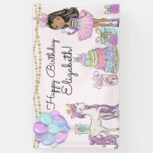 きらびやかなピンク誕生日ガールユニコーングラムバナー 横断幕 (縦)