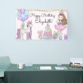 きらびやかなピンク誕生日ガールユニコーングラムバナー 横断幕 (トレードショー)