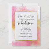 きらびやかなピンク金ゴールドホワイトスパークルアンドシャイン誕生日 招待状 (正面)