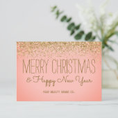 きらびやかなフェイクバラ金ゴールドクリスマスビジネスホリデー サンキューカード (スタンド正面)