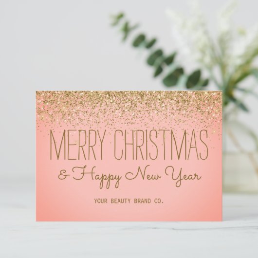 きらびやかなフェイクバラ金ゴールドクリスマスビジネスホリデー サンキューカード (スタンド正面)