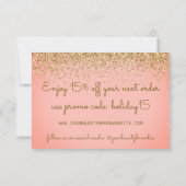 きらびやかなフェイクバラ金ゴールドクリスマスビジネスホリデー サンキューカード (裏面)