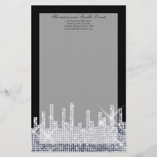 きらびやかなブラック/シルバーグラマーパーソナライズされた 便箋 (正面)