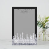 きらびやかなブラック/シルバーグラマーパーソナライズされた 便箋 (スタンド正面)