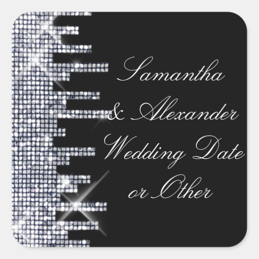 きらびやかなブラック/シルバーグラマー結婚ズのカスタム スクエアシール (正面)