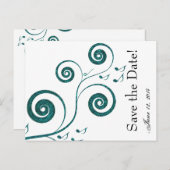 きらびやかなブルーミュージック日付を保存 案内ポストカード (正面/裏面)