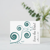 きらびやかなブルーミュージック日付を保存 案内ポストカード (スタンド正面)