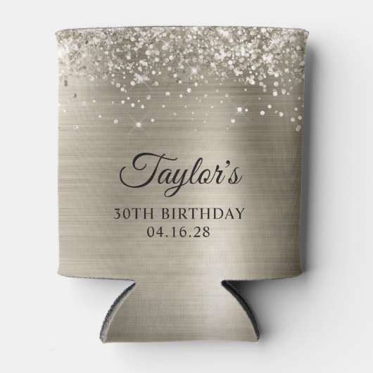 きらびやかなプラチナフォイル30歳の誕生日 缶クーラー (正面)