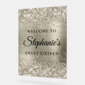 きらびやかなプラチナフォイルSweet sixteenへようこそ アクリルサイン (傾斜)