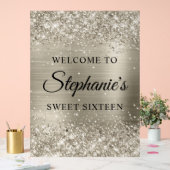 きらびやかなプラチナフォイルSweet sixteenへようこそ アクリルサイン (ウェディング)