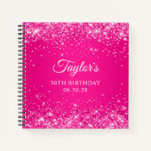 きらびやかなホットピンクグラデーション50th誕生日ゲスト ノートブック (正面)