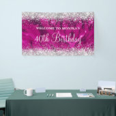きらびやかなホットピンクシルバー40歳の誕生日へようこそ 横断幕 (トレードショー)