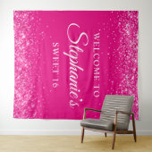 きらびやかなホットピンクスイート16誕生日へようこそ タペストリー (インサイチュ(横))
