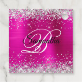 きらびやかなホットピンクモノグラム50誕生日ありがとう フェイバータグ (裏面)