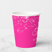 きらびやかなホットピンク40歳の誕生日 紙コップ (正面)