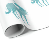 きらびやかなホワイトアクアスパークルユニコーン ラッピングペーパー (ロールコーナー)