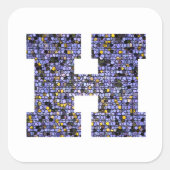 きらびやかなモザイクのステンドグラスのモノグラム文字H スクエアシール (正面)
