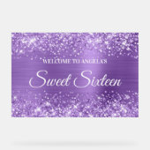 きらびやかなライトパープルフォイルSweet sixteenへようこそ アクリルサイン (正面)